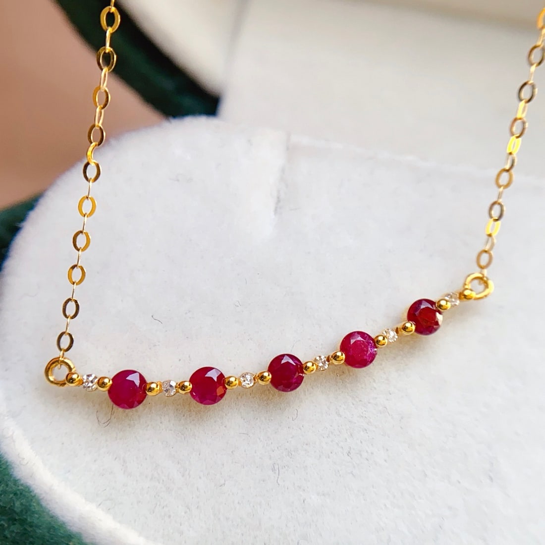 14k Gold 0.80 Ct Natural Ruby & Diamond Necklace - 3