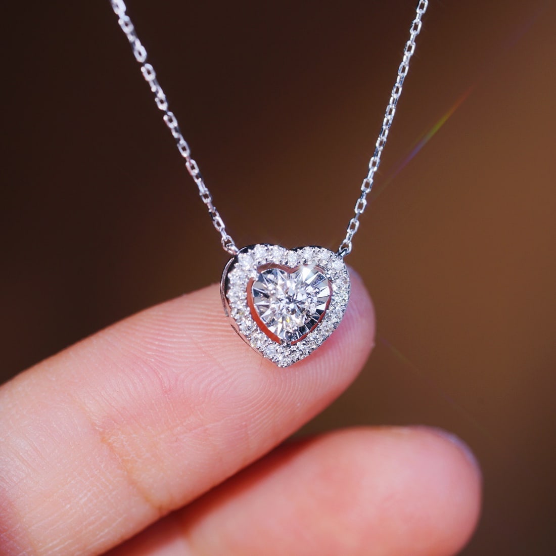 14k Gold 0.35 Ct Natural H Diamond Necklace - 2