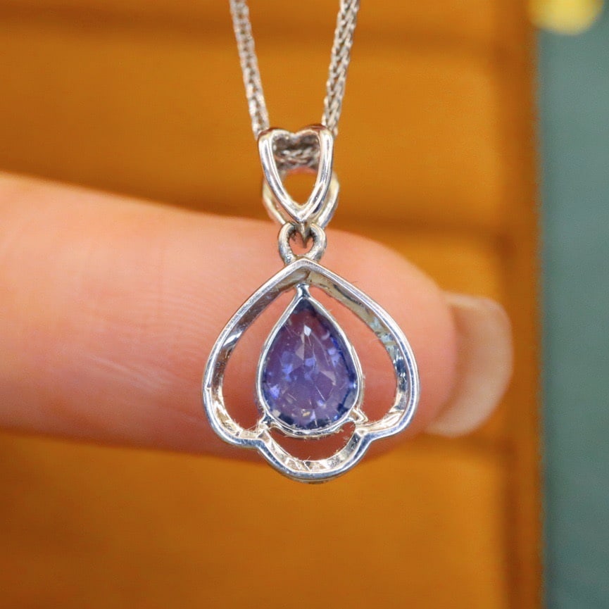 14k Gold 1.21 Ctw Natural Sapphire & Diamond Pendant( Without Chain ) - 5