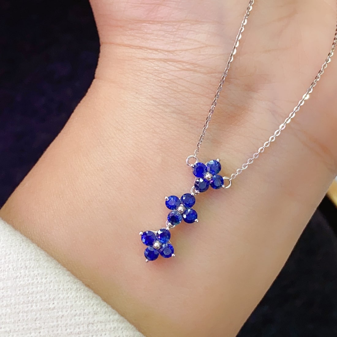 14k Gold 1.20 Ct Natural Sapphire Necklace - 4