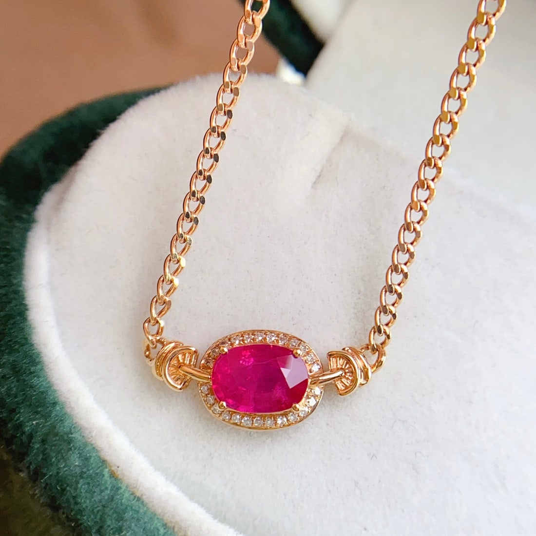 14k Gold 1.15 Ct Natural Ruby & Diamond Necklace - 3