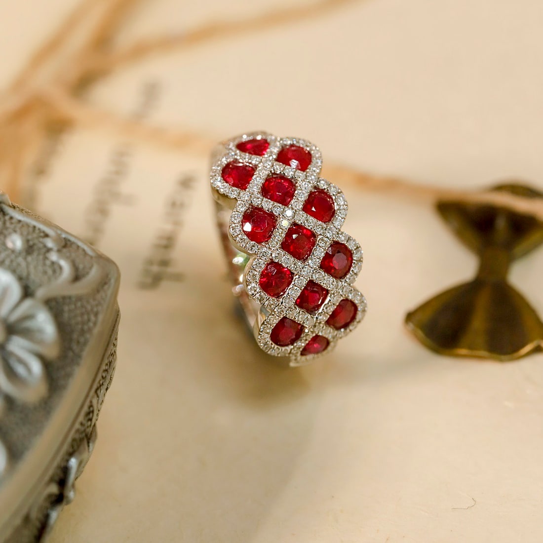 14k Gold 1.61 Ctw Natural Ruby & Diamond Ring - 6