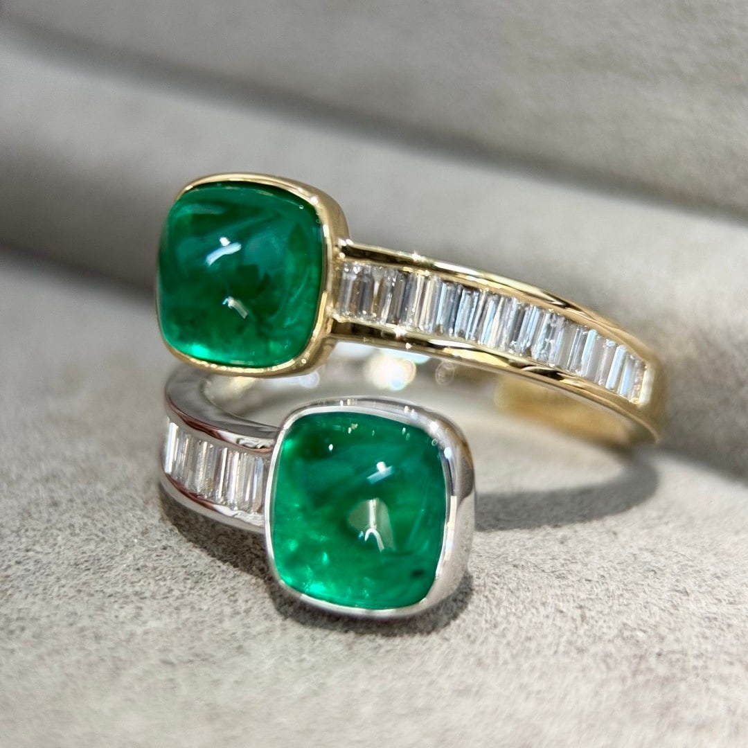 14k Gold 3.68 Ctw Vivid Green Natural Emerald & Diamond Ring - 4