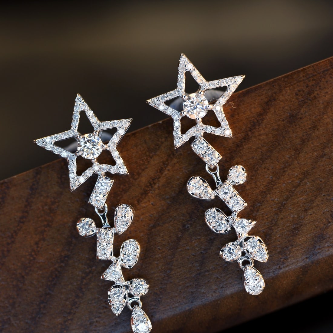 14k Gold 0.84 Ct Natural H Diamond Earrings - 2