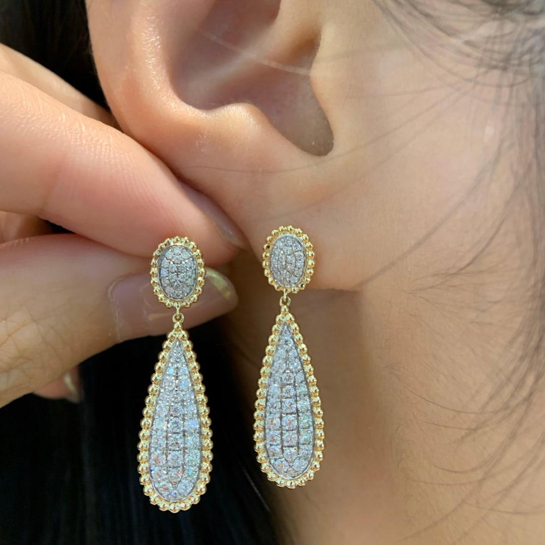 14k Gold 0.82 Ct Natural H Diamond Earrings - 3
