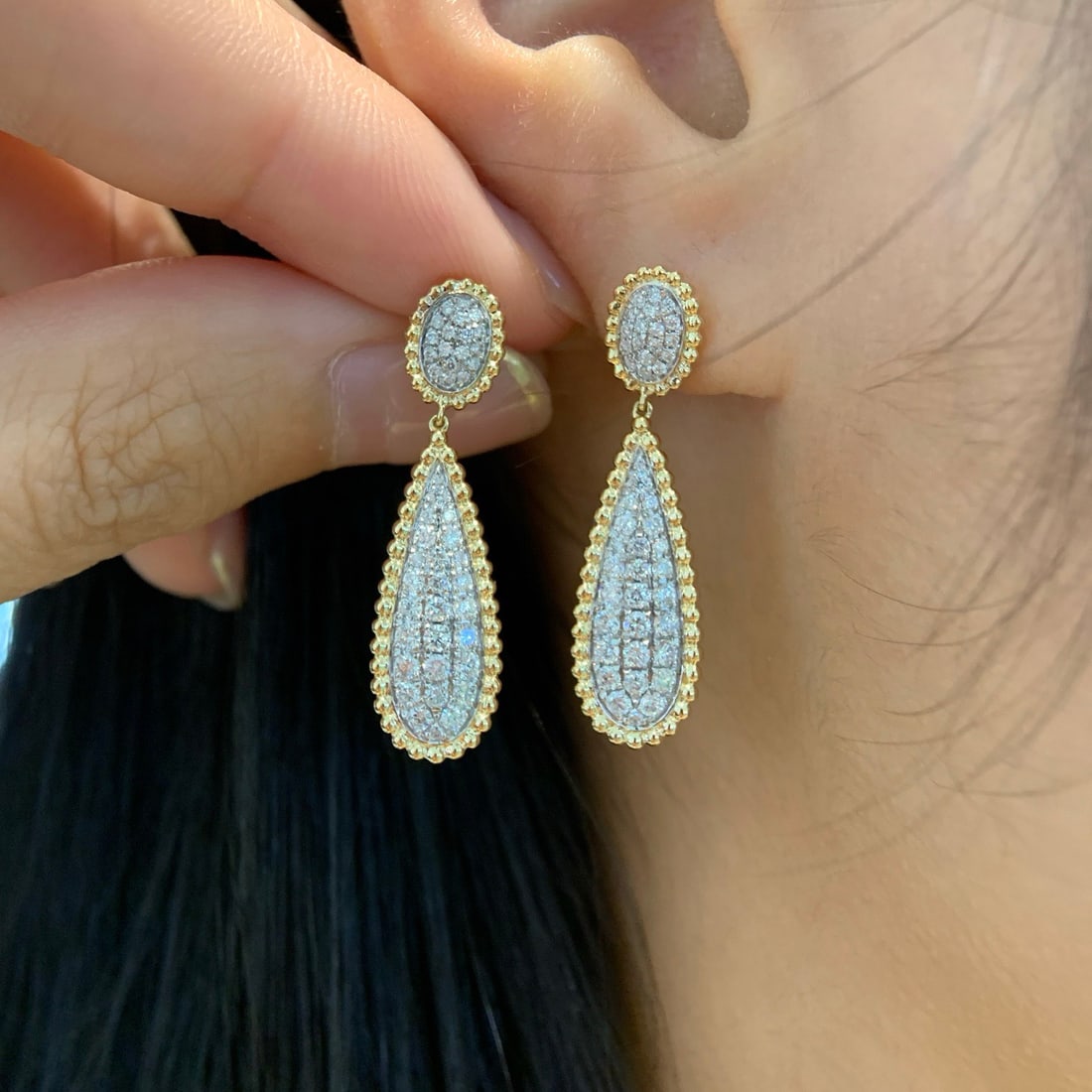 14k Gold 0.82 Ct Natural H Diamond Earrings - 4
