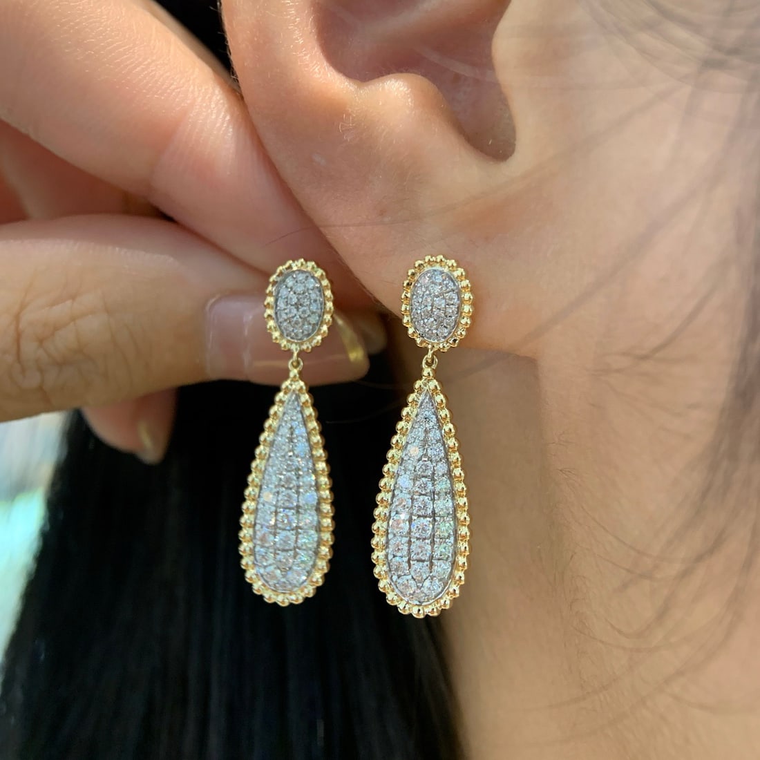 14k Gold 0.82 Ct Natural H Diamond Earrings - 5