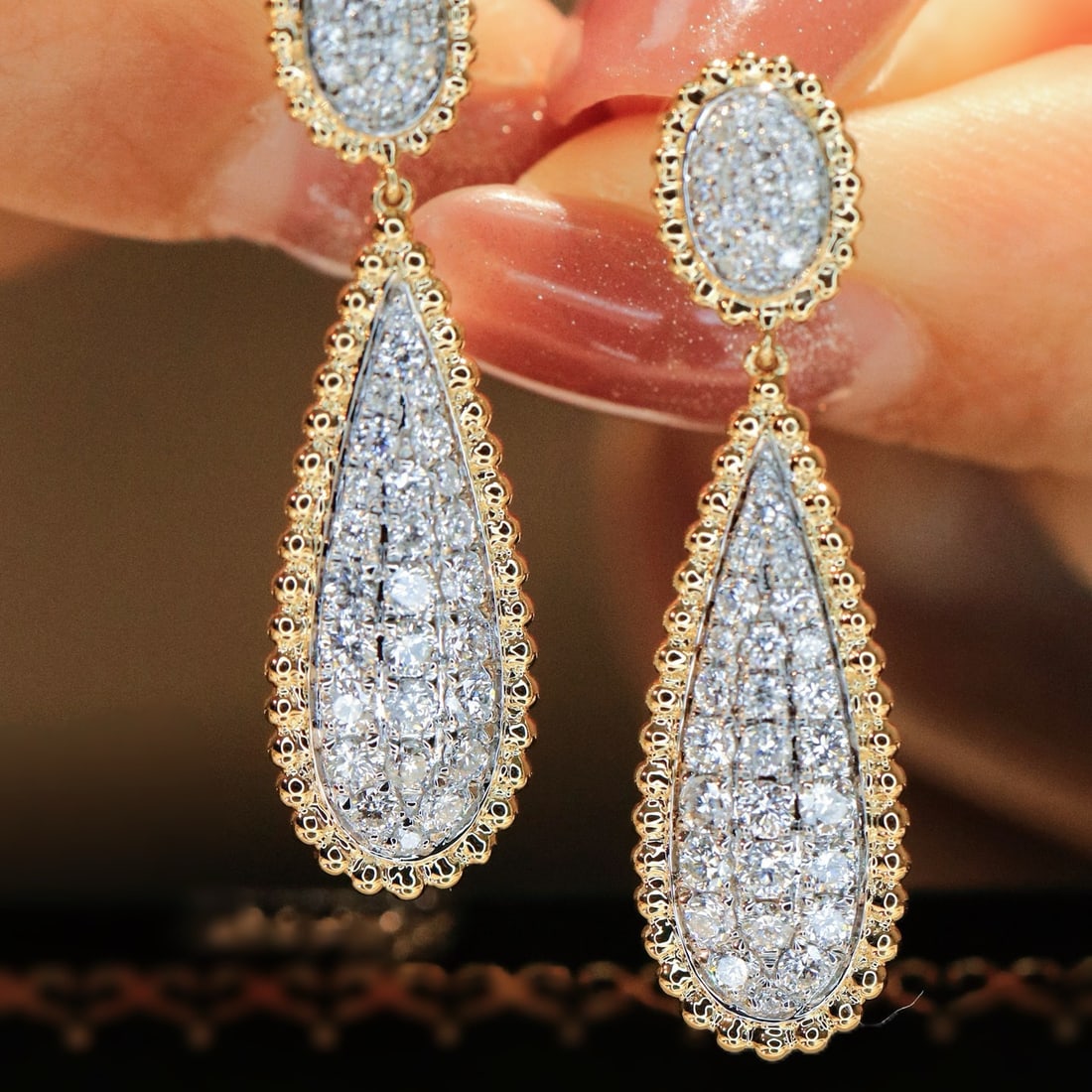 14k Gold 0.82 Ct Natural H Diamond Earrings - 7