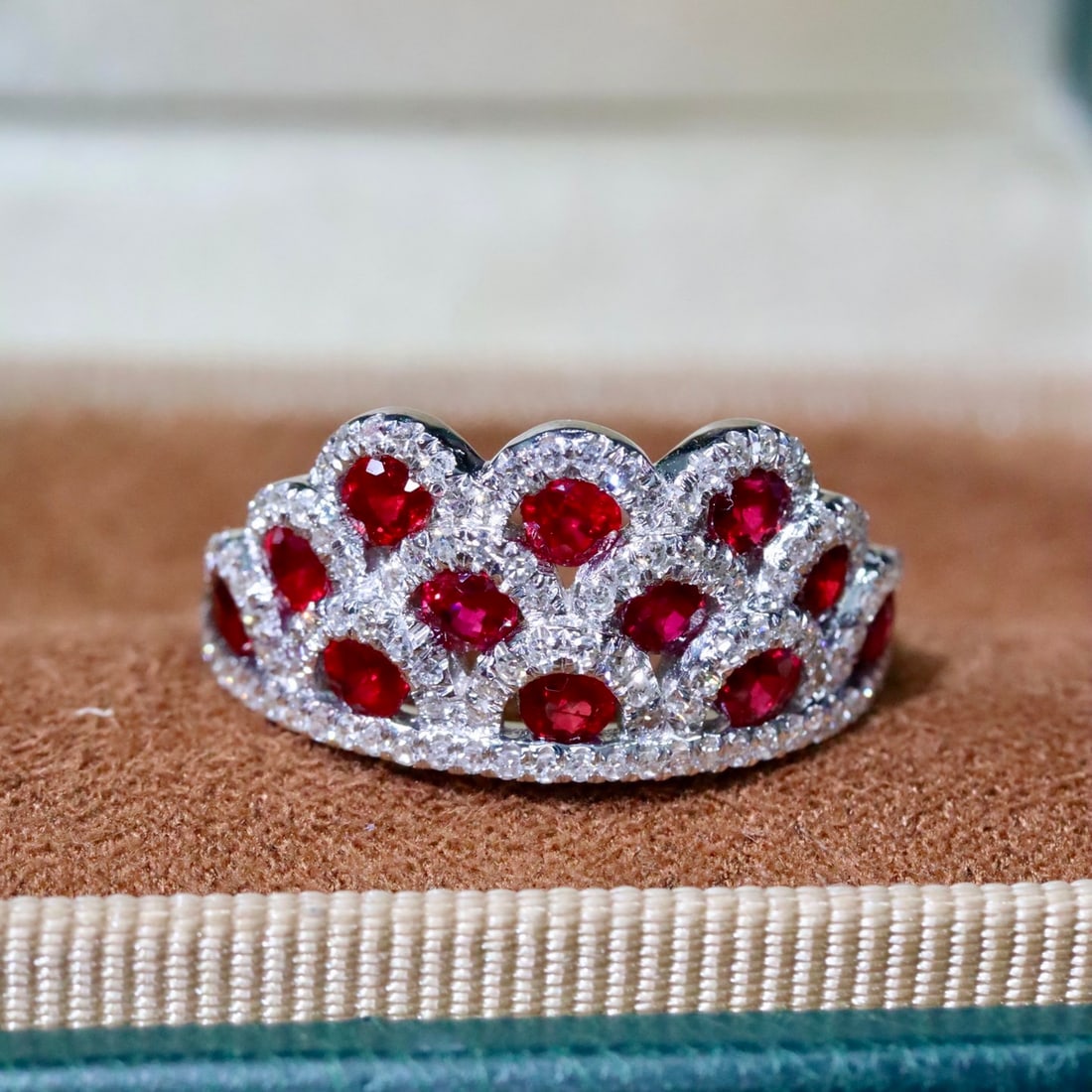 14k Gold 1.66 Ctw Natural Ruby & Diamond Ring: Ref:231112291 // gold content:14k gold // ring size:7. 25us // // main gemstone:ruby // shape:round // carat weight:1. 20ct // color:red // treatment:natural // cut grade:g // // adjacent gemstone 2
