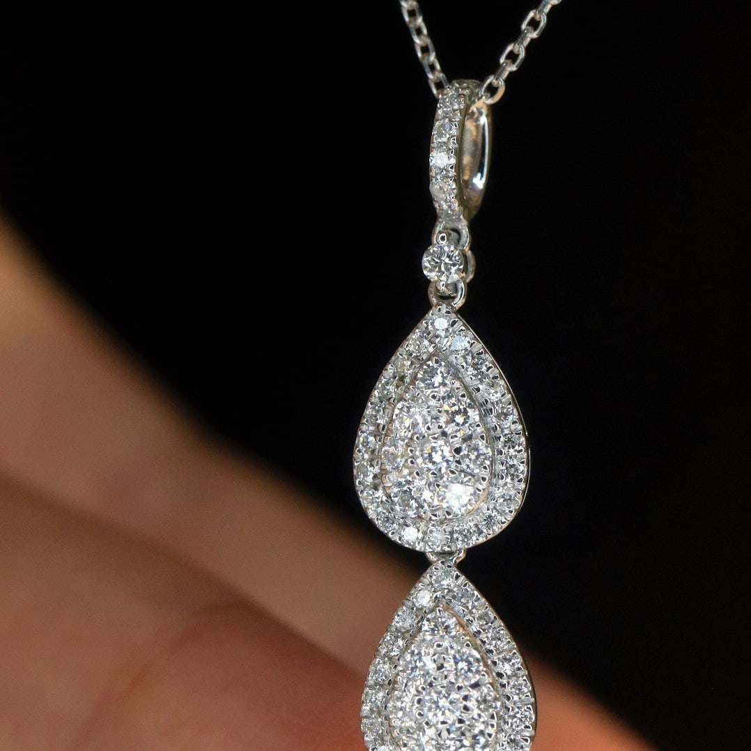 14k Gold 0.62 Ct Natural H Diamond Necklace: Ref:231112305 // gold content:14k gold // main gemstone:diamond // shape:round // carat weight:0. 62ct // clarity grade:vs-si // color:h // treatment:natural // cut grade:g // High Estimate: 6600 Low