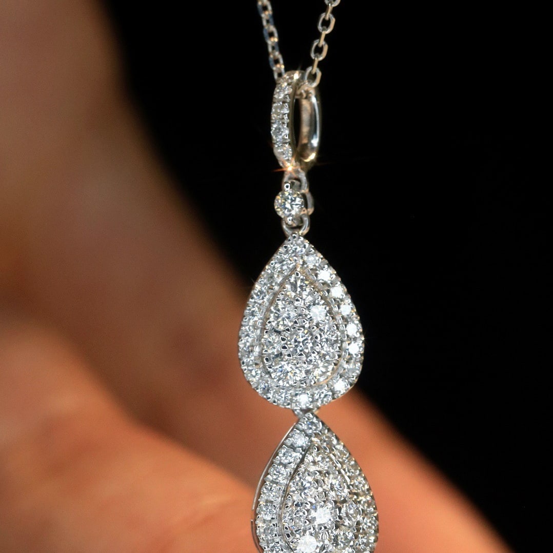 14k Gold 0.62 Ct Natural H Diamond Necklace - 2