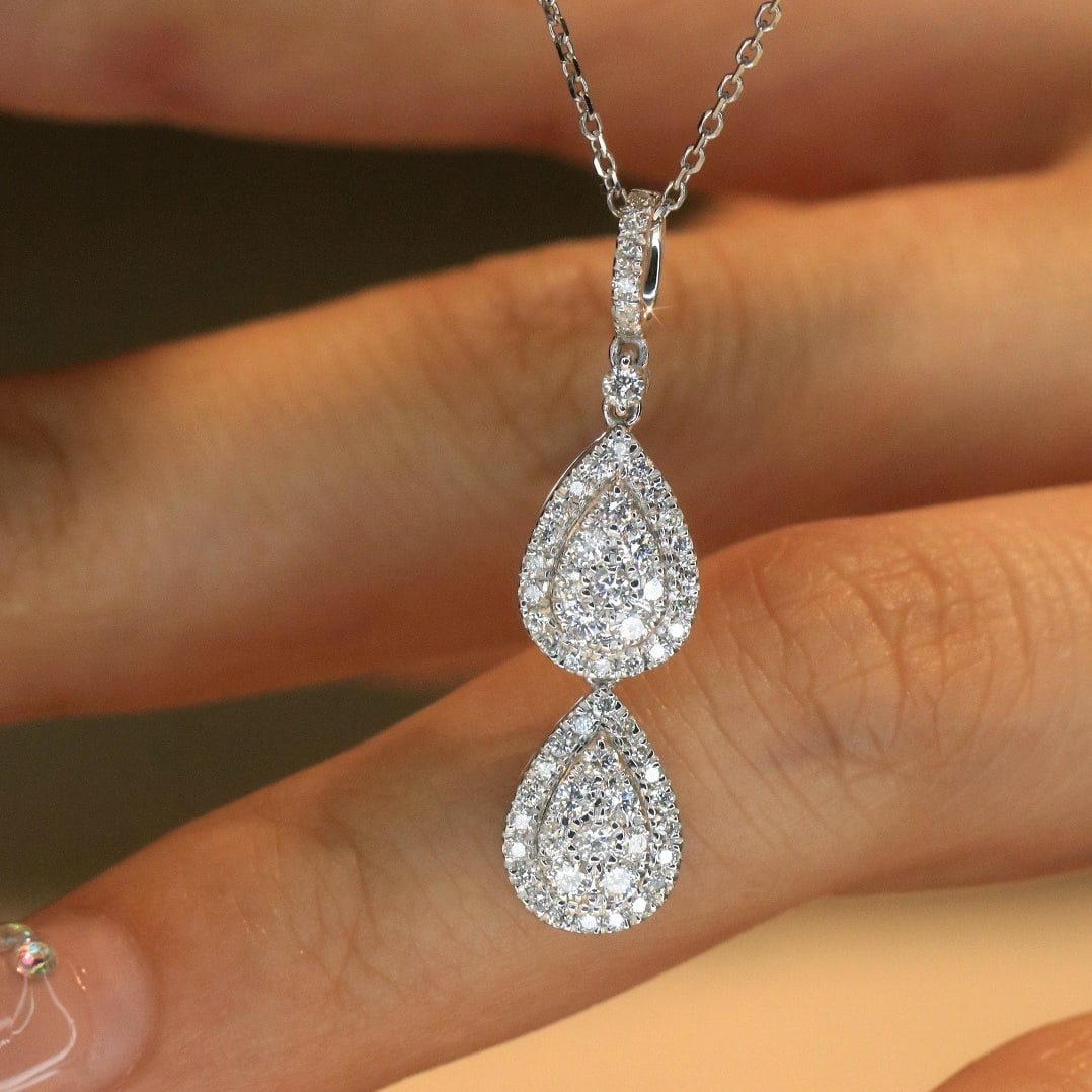 14k Gold 0.62 Ct Natural H Diamond Necklace - 4