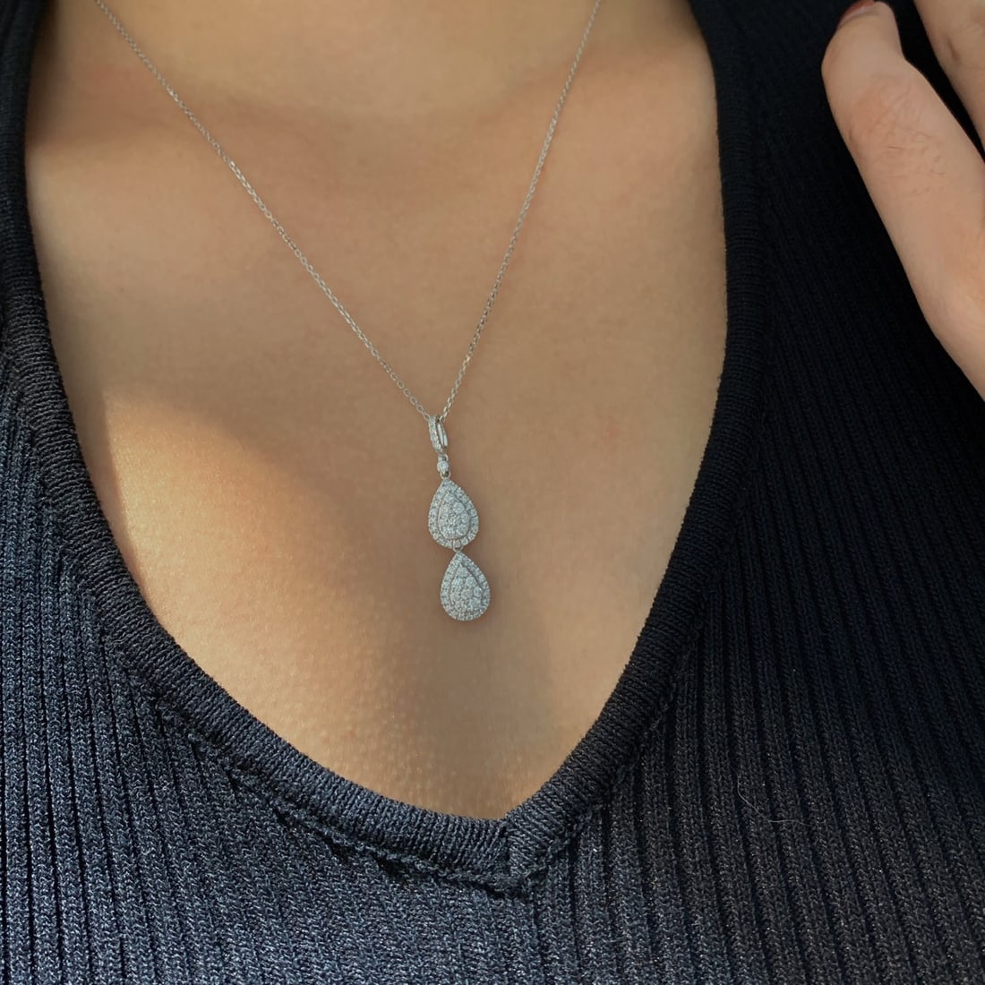 14k Gold 0.62 Ct Natural H Diamond Necklace - 5