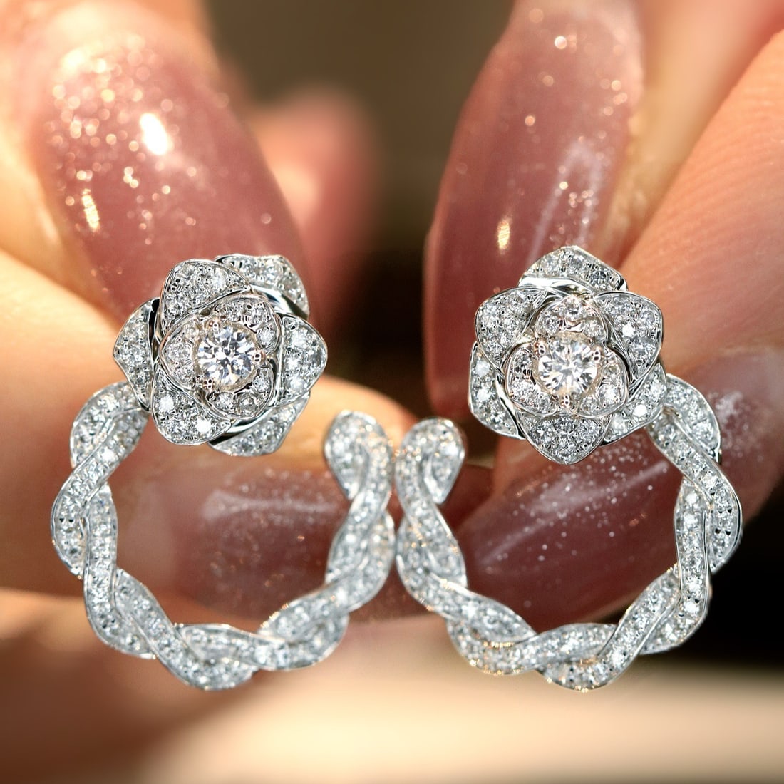 14k Gold 0.46 Ct Natural H Diamond Earrings - 2
