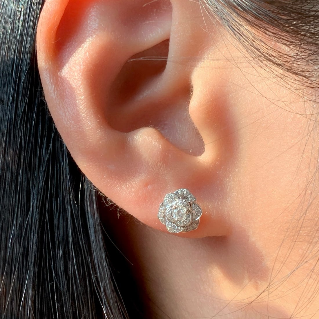14k Gold 0.46 Ct Natural H Diamond Earrings - 4