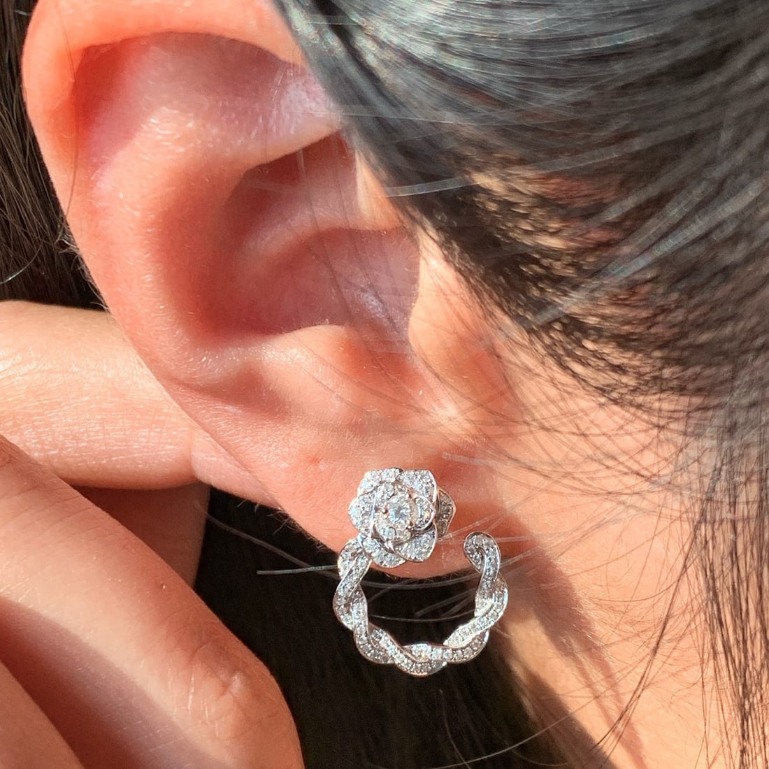14k Gold 0.46 Ct Natural H Diamond Earrings - 5