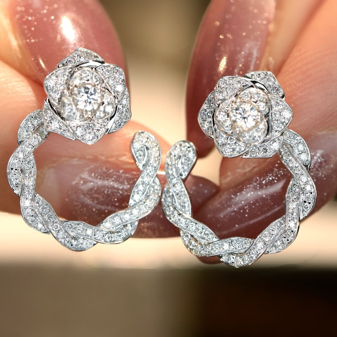 14k Gold 0.46 Ct Natural H Diamond Earrings - 8
