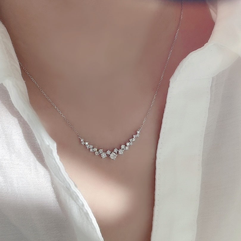 14k Gold 0.6 Ct Natural H Diamond Necklace - 2