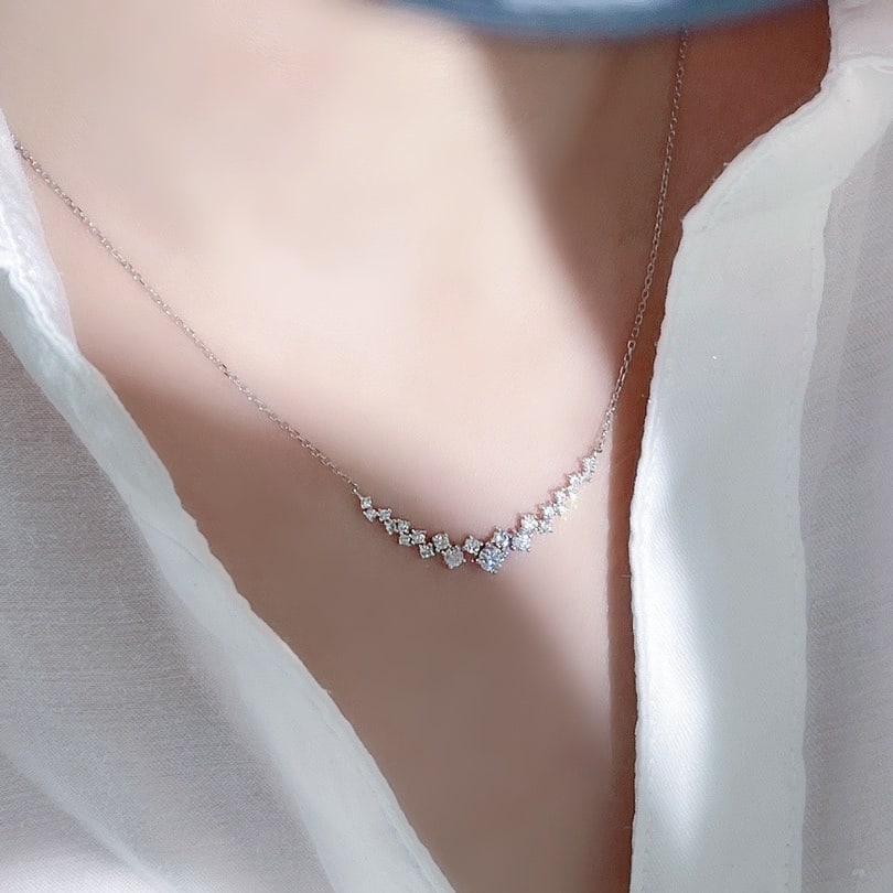 14k Gold 0.6 Ct Natural H Diamond Necklace - 3