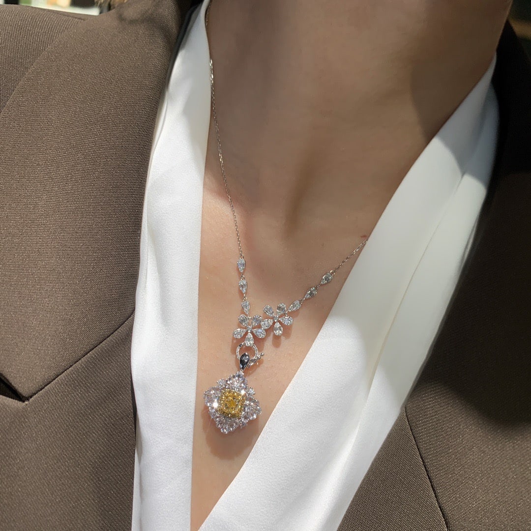 14k Gold 0.6 Ct Natural H Diamond Necklace - 6