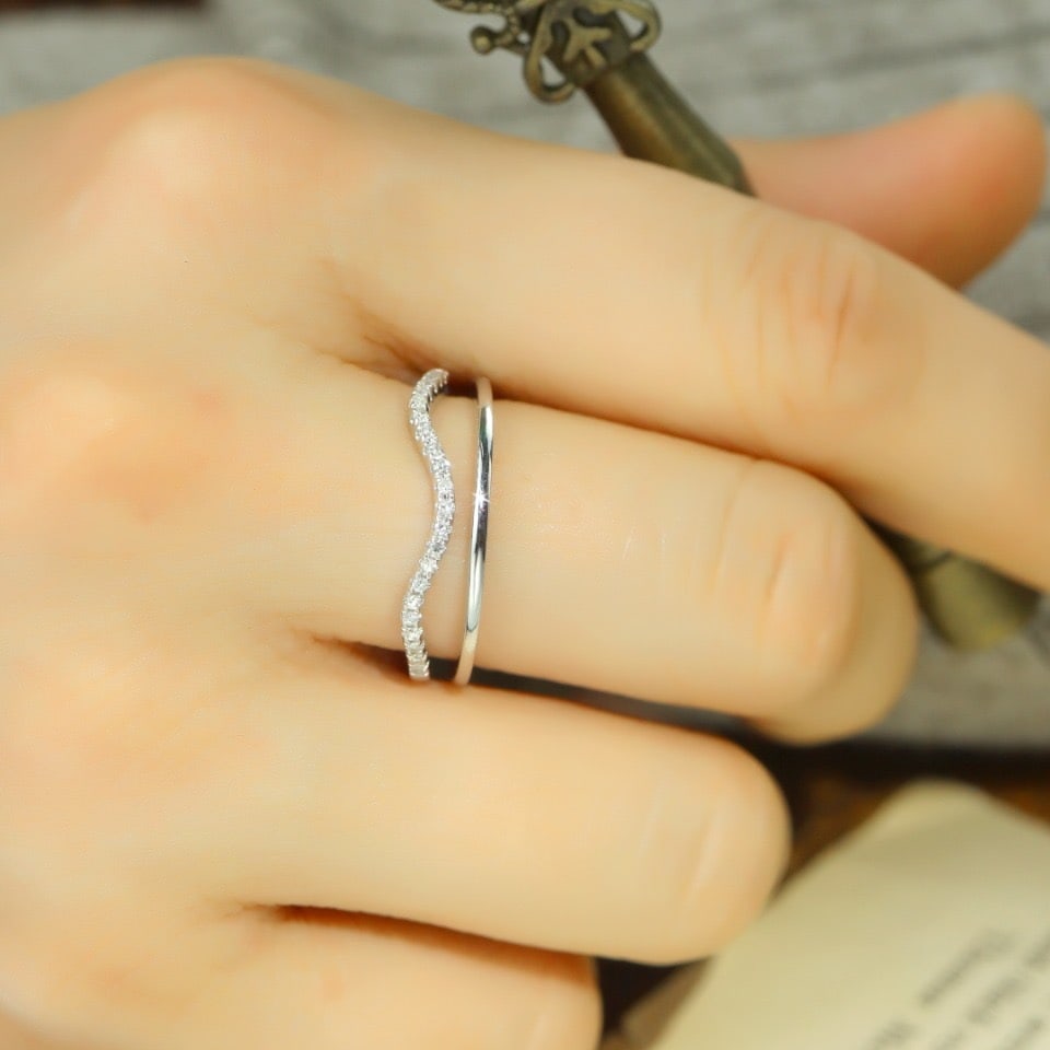 14k Gold 0.13 Ct Natural H Diamond Ring - 6