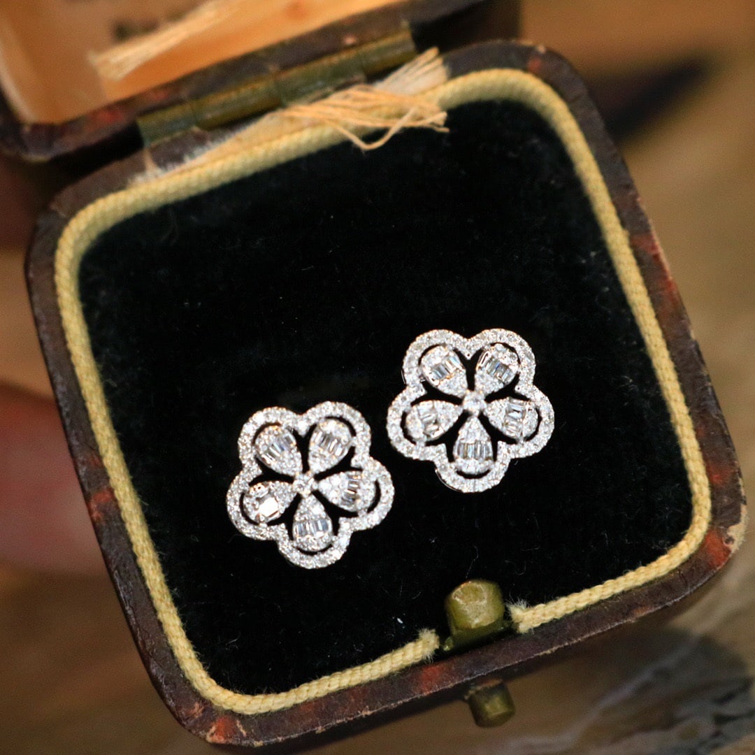 14k Gold 0.32 Ct Natural H Diamond Earrings - 6