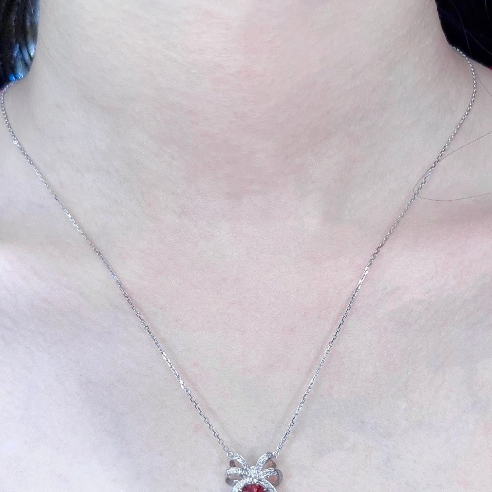 14k Gold 7.01 Ctw Natural Tourmaline & Diamond Necklace - 7