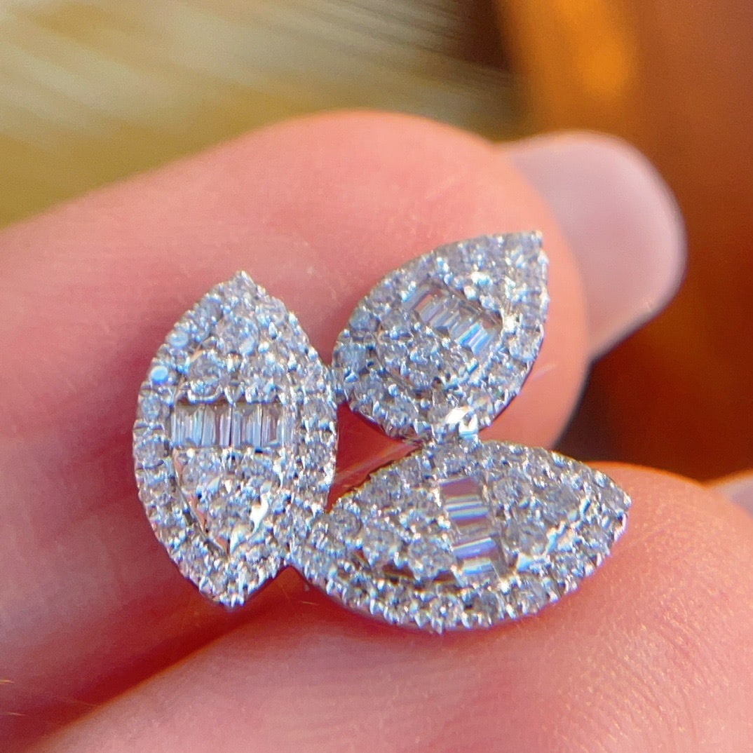14k Gold 0.7 Ct Natural H Diamond Earrings - 3
