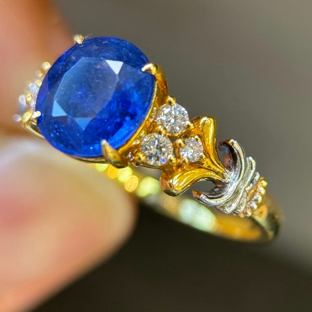 14k Gold 2.27 Ctw Natural Sapphire & Diamond Ring - 6