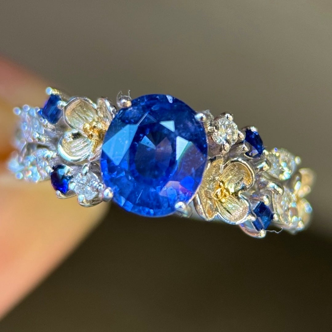 14k Gold 1.83 Ctw Natural Sapphire & Diamond Ring - 4