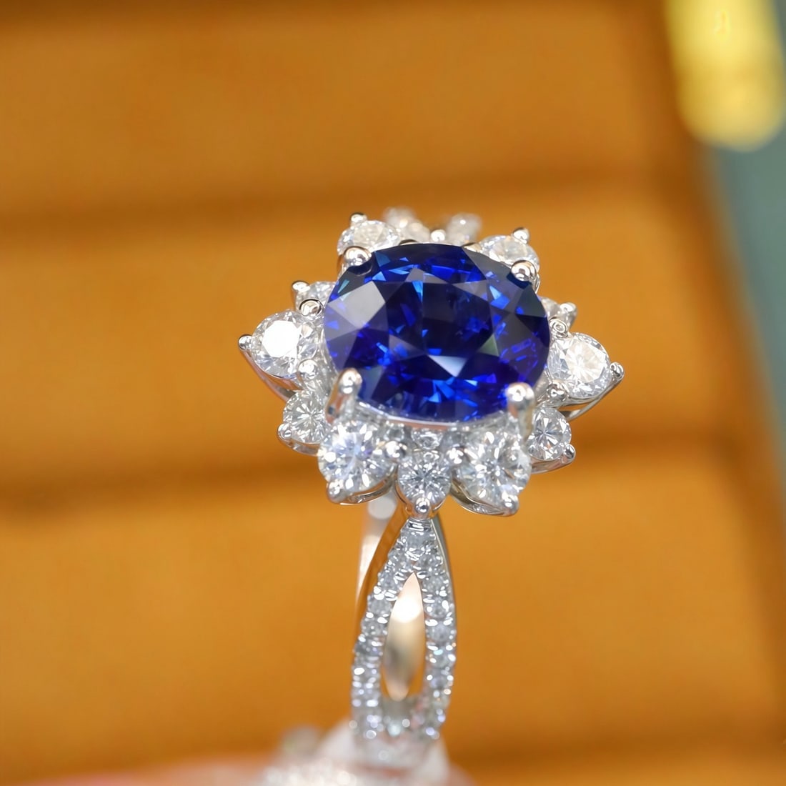 14k Gold 1.66 Ctw Natural Sapphire & Diamond Ring - 3