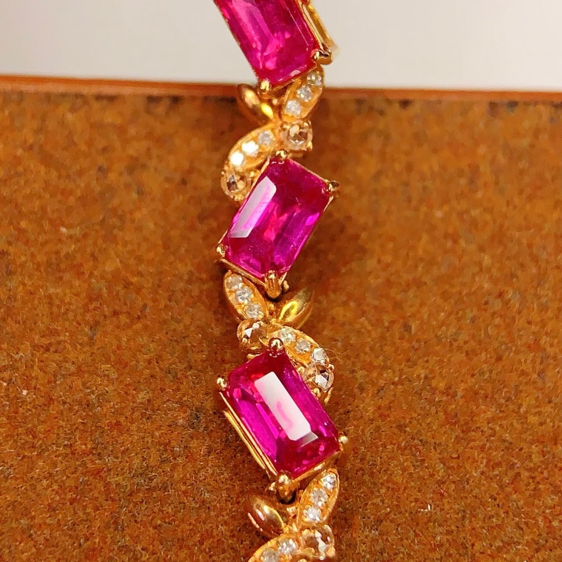 14k Gold 7.16 Ct Natural Ruby & Diamond & Sapphire Bracelet - 6