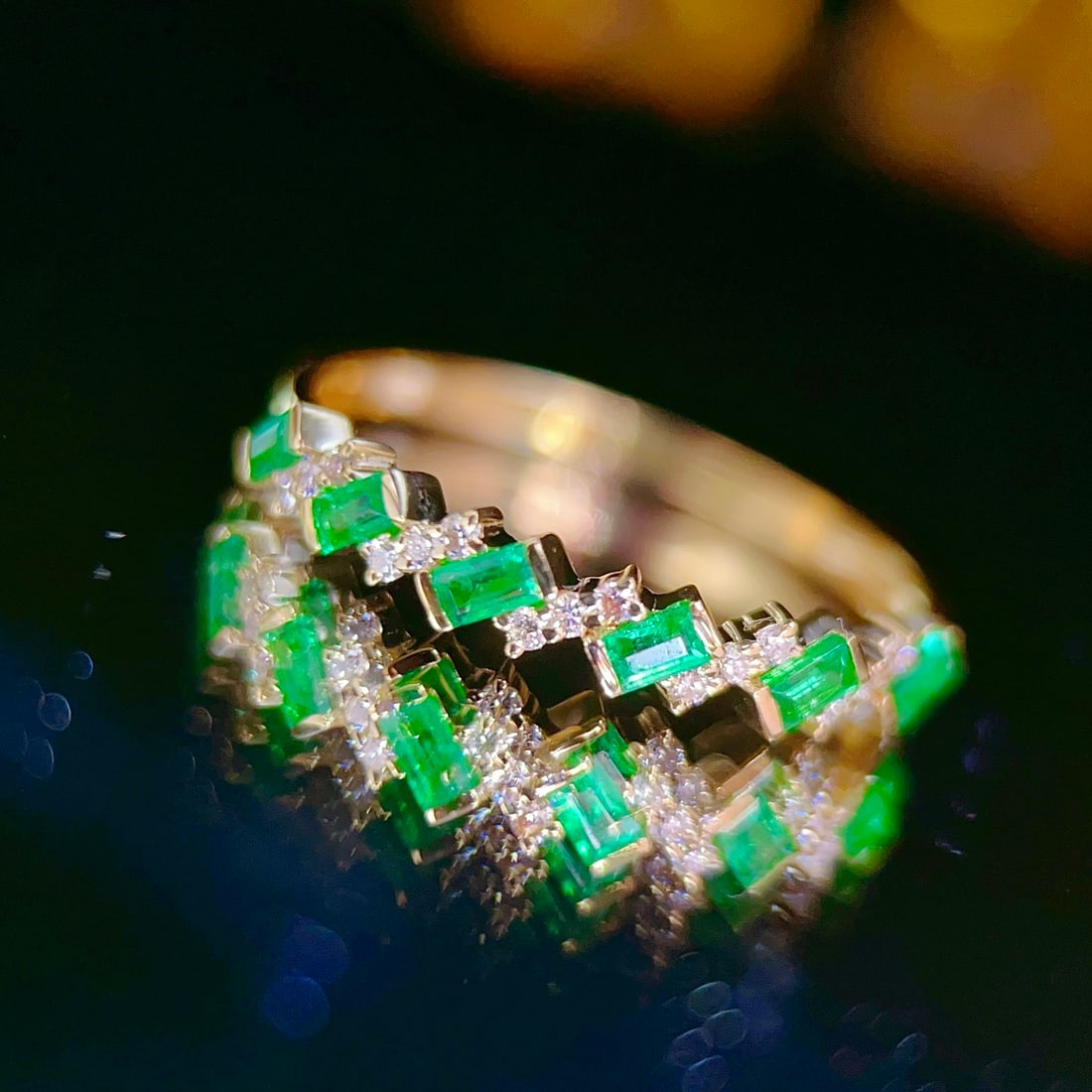 14k Gold 0.27 Ct Natural Emerald & Diamond Ring - 2