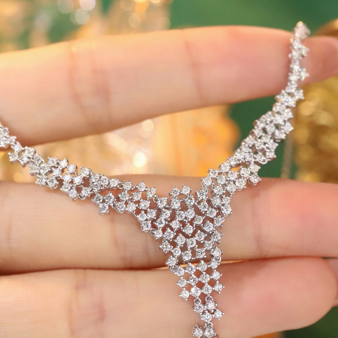 14k Gold 3 Ct Natural H Diamond Necklace - 5