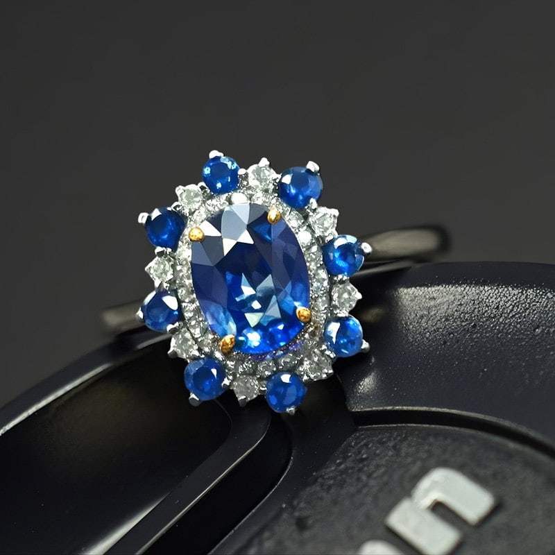 14k Gold 1.23 Ctw Natural Sapphire & Diamond Ring - 2