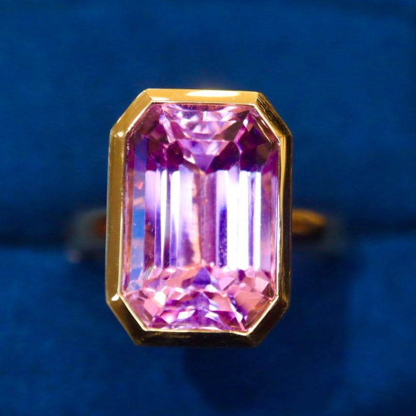 14k Gold 8.50 Ct Natural Kunzite Ring - 4