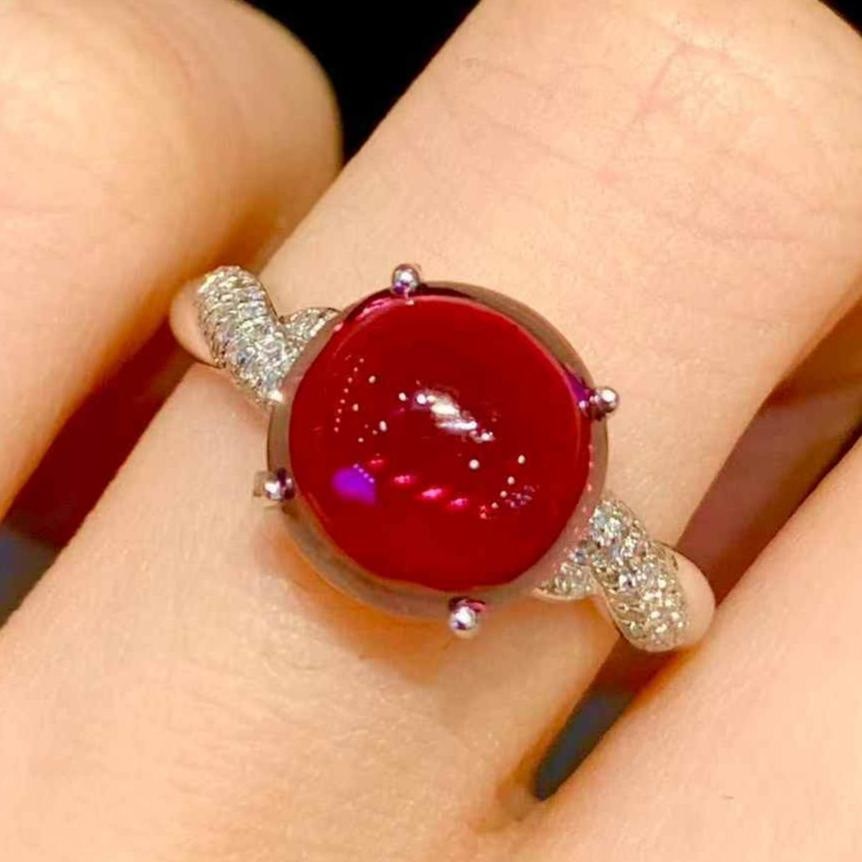 14k Gold 3.5 Ct Natural Tourmaline & Diamond Ring: Ref:231109089 // gold content:14k gold // ring size:7. 25us // // main gemstone:tourmaline // shape:round // carat weight:3. 5ct // color:red // treatment:natural // cut grade:g // // adjacent gemston