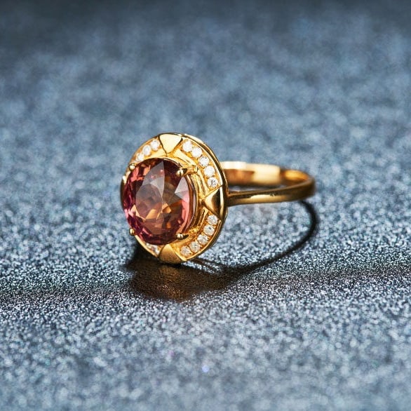 14k Gold 2.52 Ct Natural Tourmaline & Diamond Ring - 4