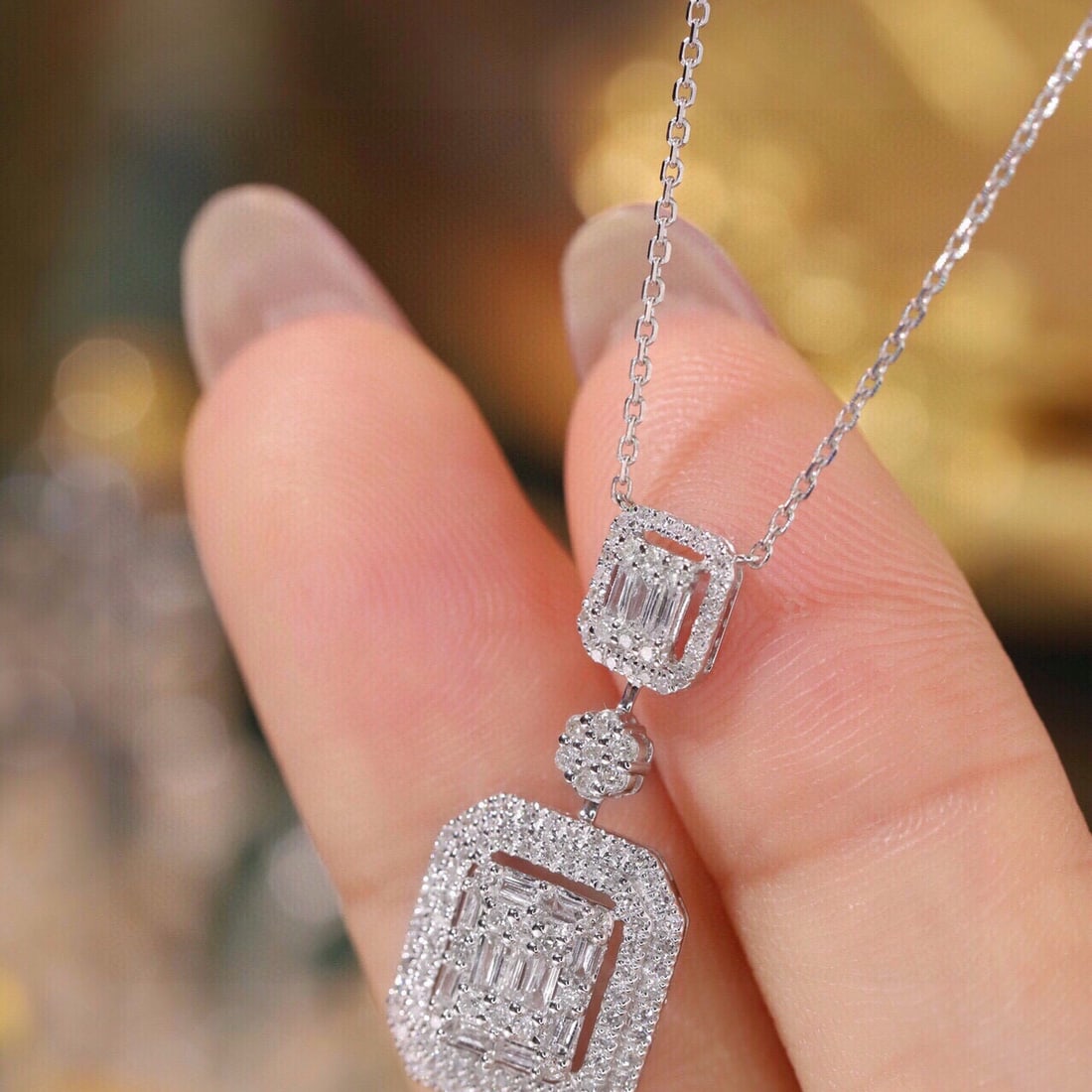 14k Gold 0.65 Ct Natural H Diamond Necklace - 3