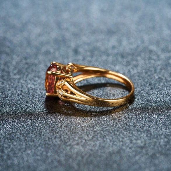 14k Gold 3.8 Ct Natural Tourmaline & Diamond Ring - 5