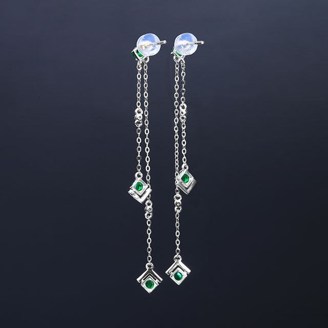 14k Gold 0.90 Ctw Vivid Green Natural Emerald & Diamond Earrings - 3