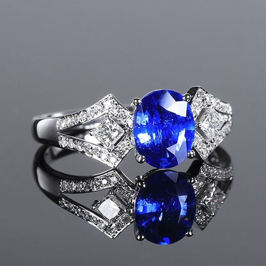 14k Gold 1.30 Ctw Natural Sapphire & Diamond Ring - 2