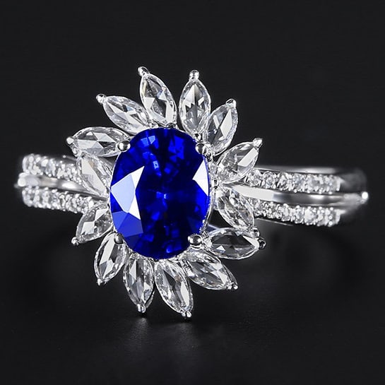 14k Gold 1.92 Ctw Natural Sapphire & Diamond Ring - 2