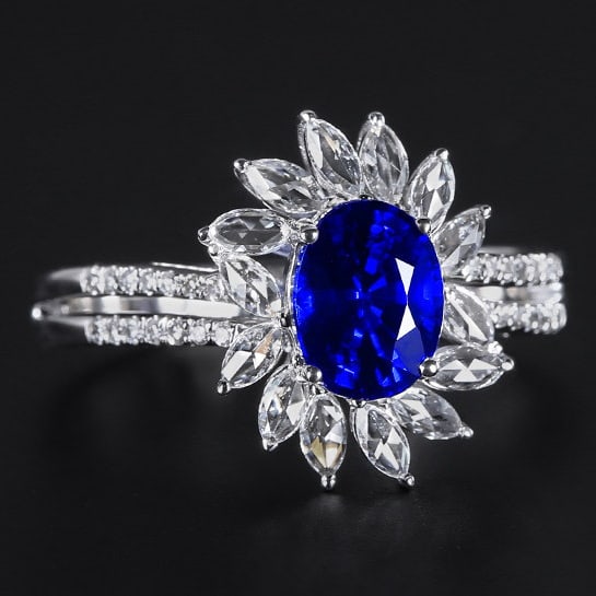 14k Gold 1.92 Ctw Natural Sapphire & Diamond Ring - 3
