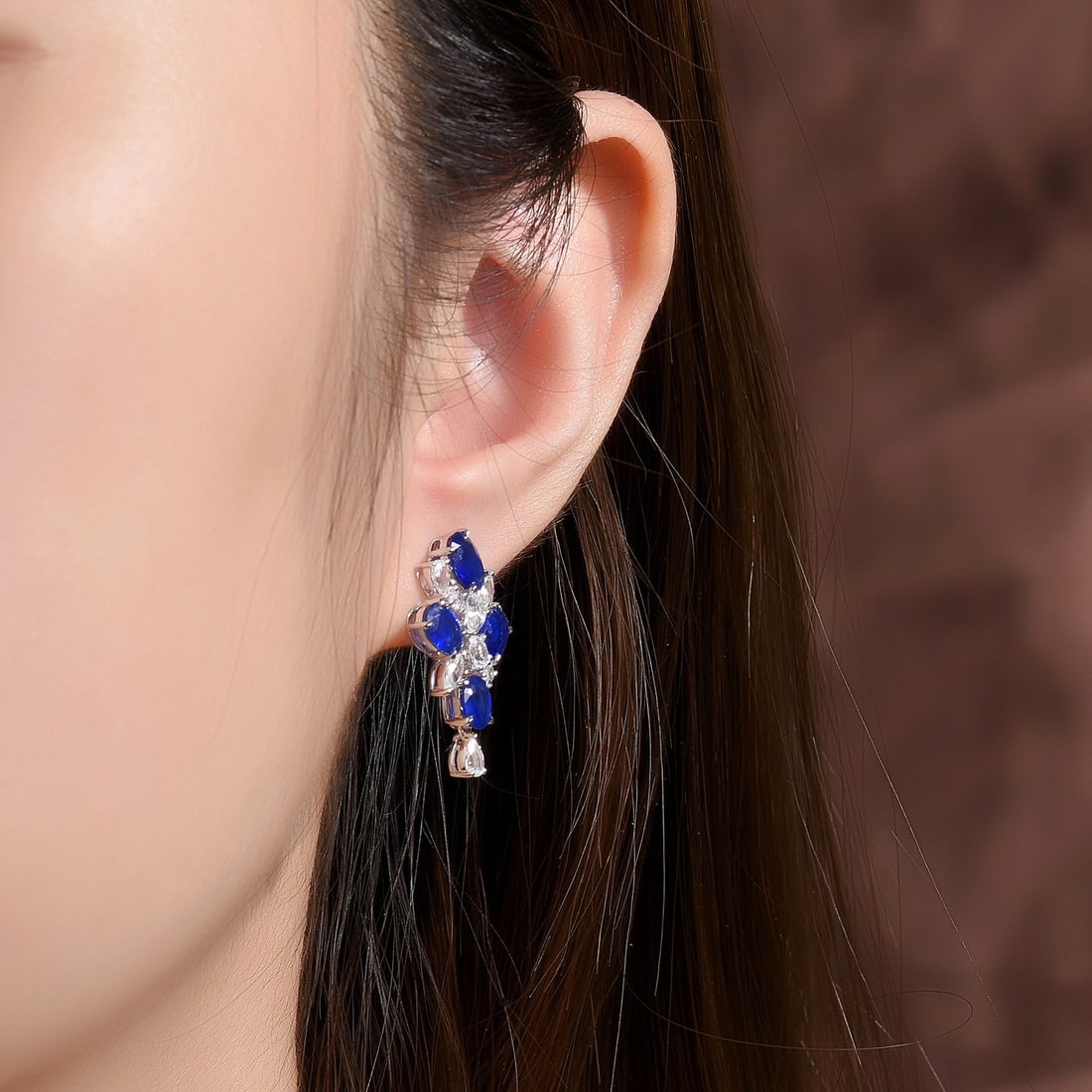 14k Gold 5.95 Ctw Vivid Blue Natural Sapphire & Sapphire Earrings - 6