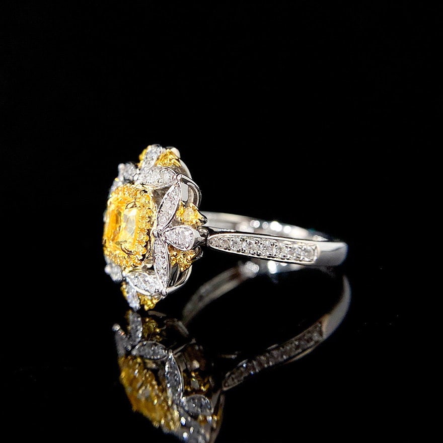 14k Gold 1.33 Ctw Natural Yellow Diamond & Diamond Ring/pendant( Without Chain ) - 2