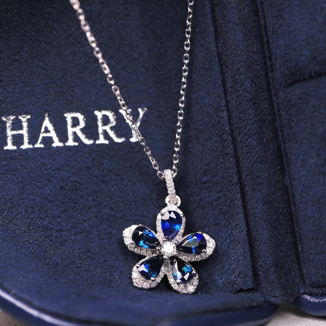 14k Gold 1.35 Ct Natural Sapphire & Diamond Necklace - 2