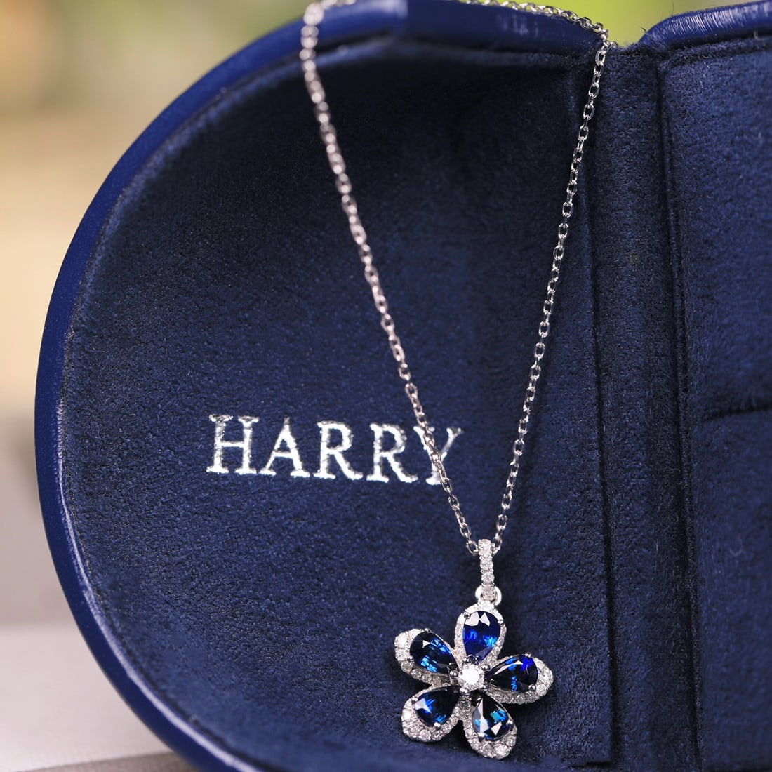 14k Gold 1.35 Ct Natural Sapphire & Diamond Necklace - 5