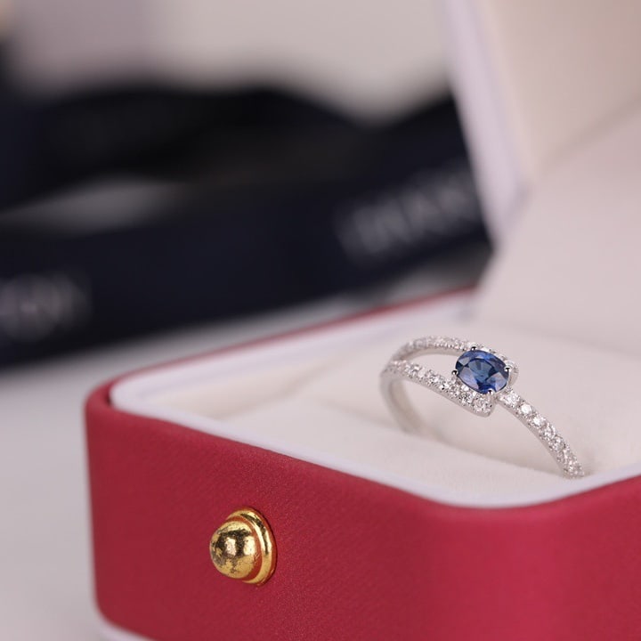 14k Gold 0.48 Ctw Natural Sapphire & Diamond Ring - 7