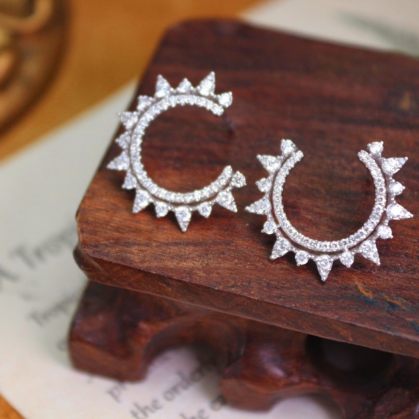 14k Gold 0.70 Ct Natural H Diamond Earrings - 2